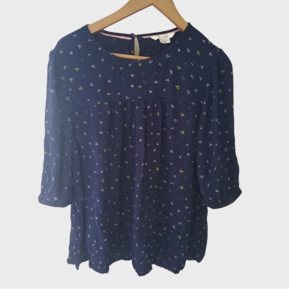 Boden Posey Blouse Shirt Popover Work 3/4 Sleeves